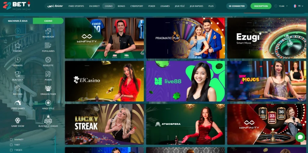 22bet casino en ligne